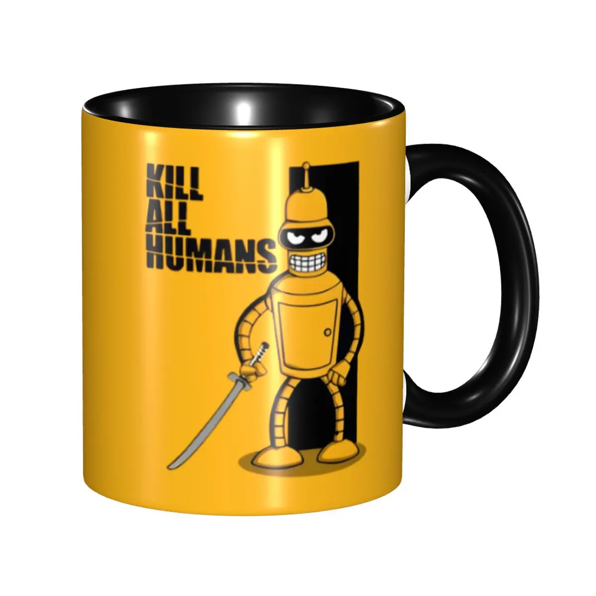 Unique Design Universe  1 Golden Futuramas Benders Kill All Humans Merch Mugs Fun Coffee Cup