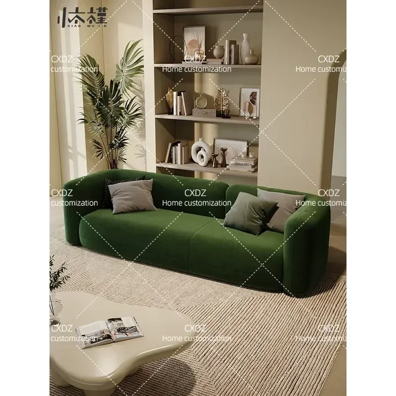 Modern Simple Dark Green Fabric Sofa Straight Design for Small Apartment Living Room Hotel B&B Clothing Store