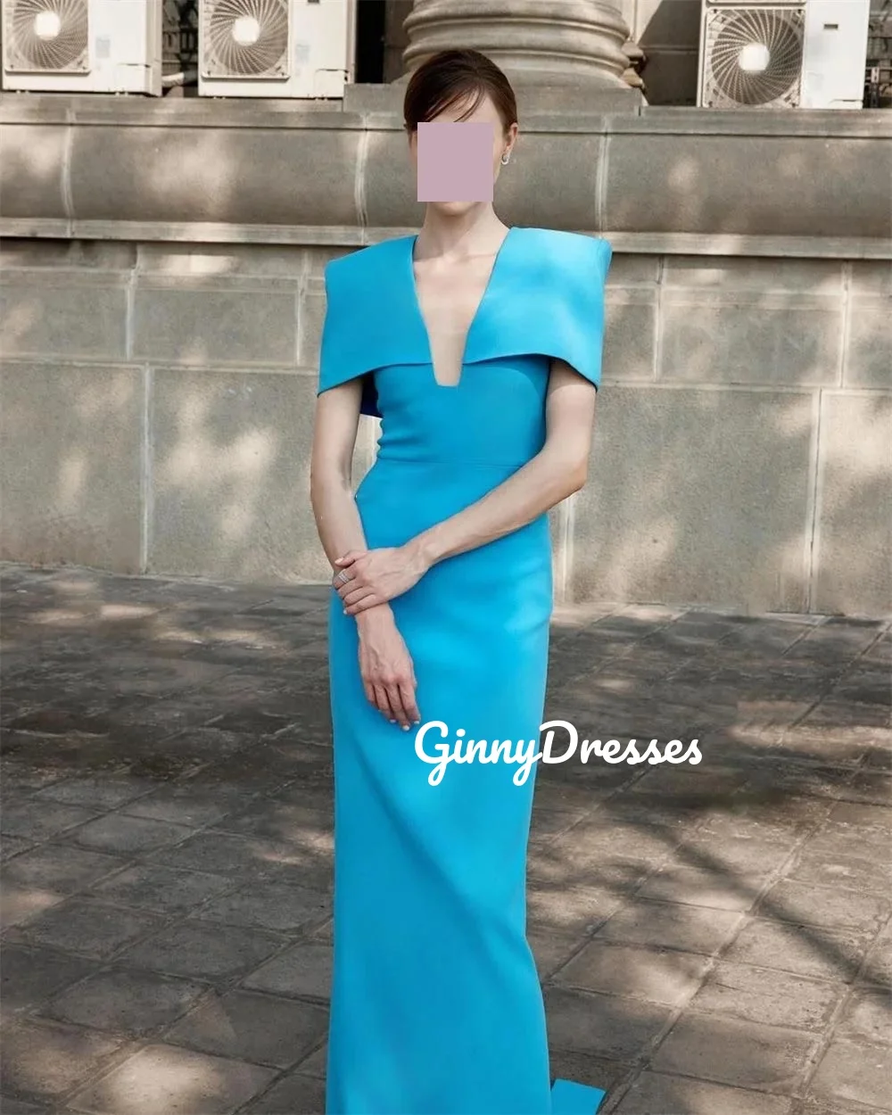 فسات kapaPersonalizza abiti da festa eleganti con scollo a V profondo a-line per le donne Abiti lunghi fino al pavimento per eventi speciali Cerniera Up Cap S