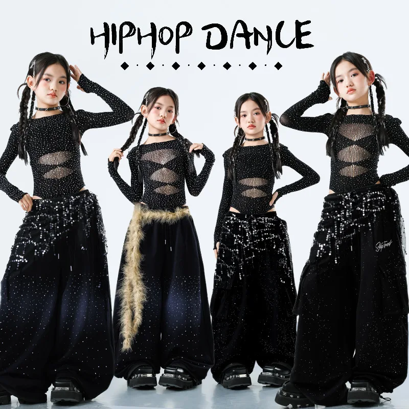 

Fashion Girls Hiphop Jazz Dance Wear Performance Clothings Suit Teenage Kids Streetwear Hip Hop Costume Korean Child Outfit