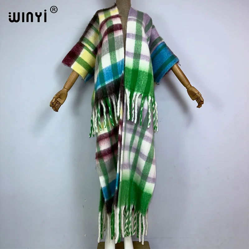 

WINYI 202 Winter Women tassel Everyday personality Cardigan coat Loose dress robe longue Thick Warm free size Middle East Kaftan