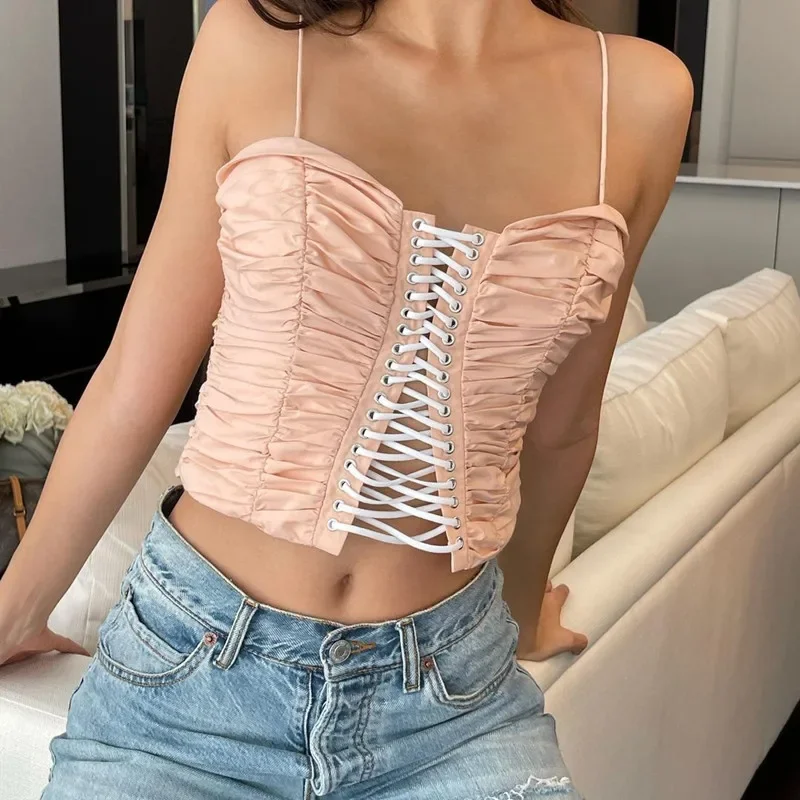 Y2K Sweet Girl Kawaii Summer Crop Top T-shirt Slash Neck Hollow Sexy Lace Hollow Tether Half Cardigan Navel Fold Club Party Top