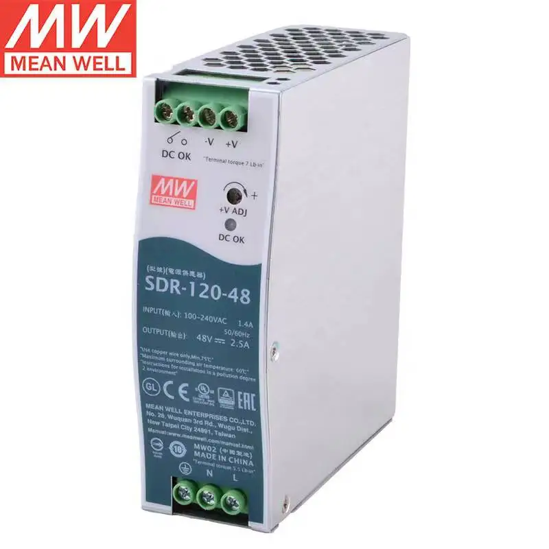 

MeanWell SDR-120-48 120W 48V 2.5A Single Output Industrial DIN RAIL switching Power Supply industrial Brand New Original