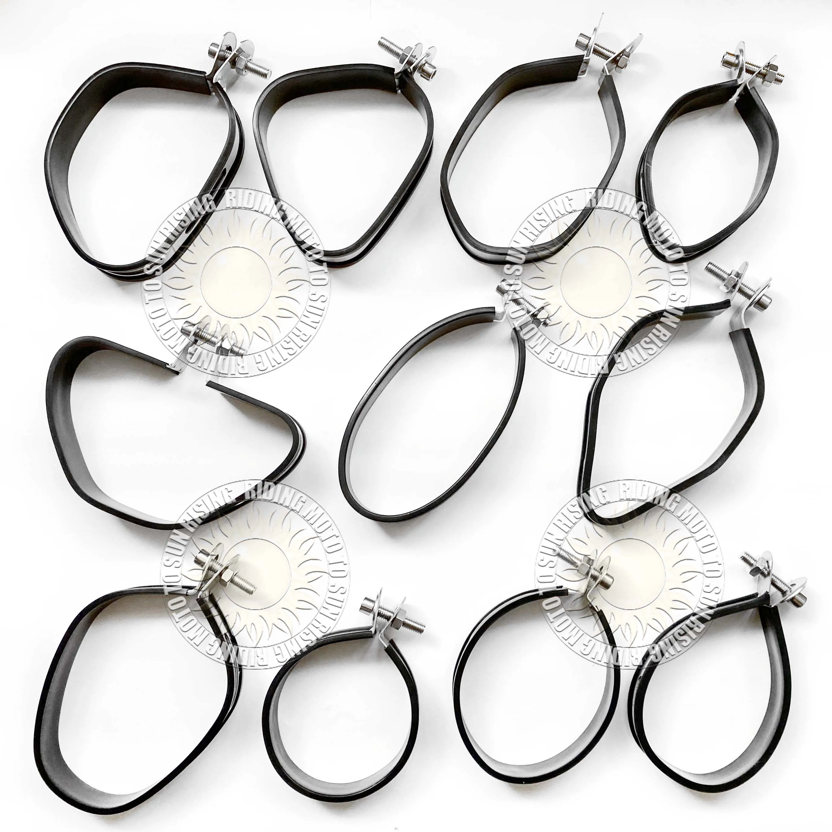 29 Types Carbon Fiber Stainless Steel Clamp Holder Fixed Ring Support Bracket For Motorcycle Exhaust Pipe Universal Hanger view 6