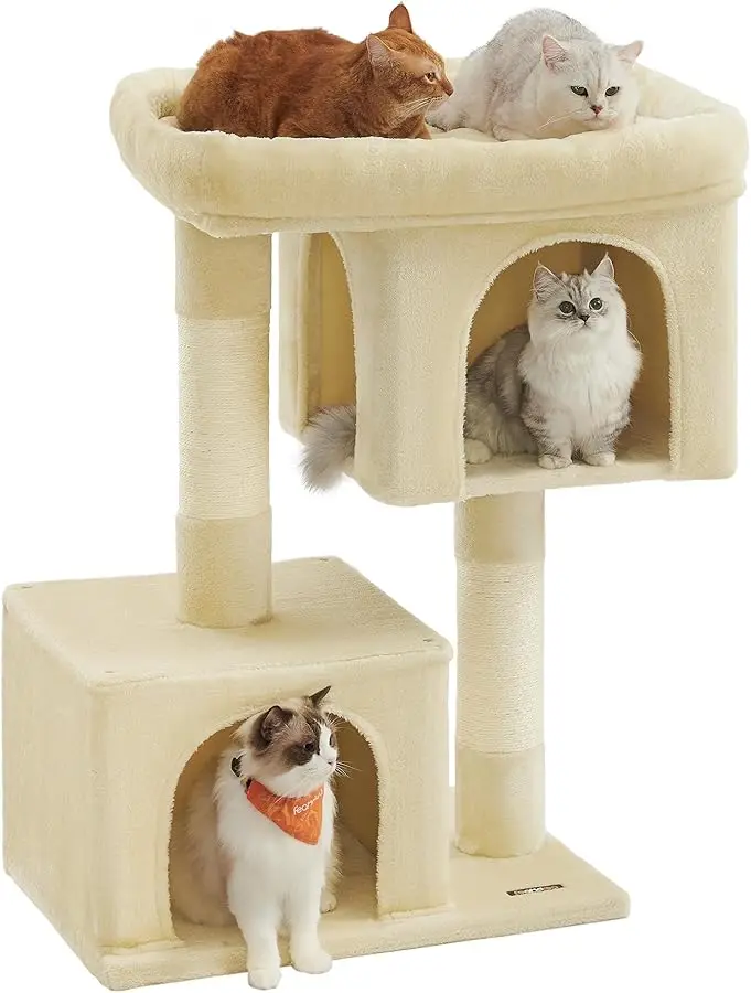 

Feandrea Cat Tree, 39.8-Inch Tower, XL, Condo for Extra Large Cats up to 44 lb, Large Perch, 2 Caves, Scratching