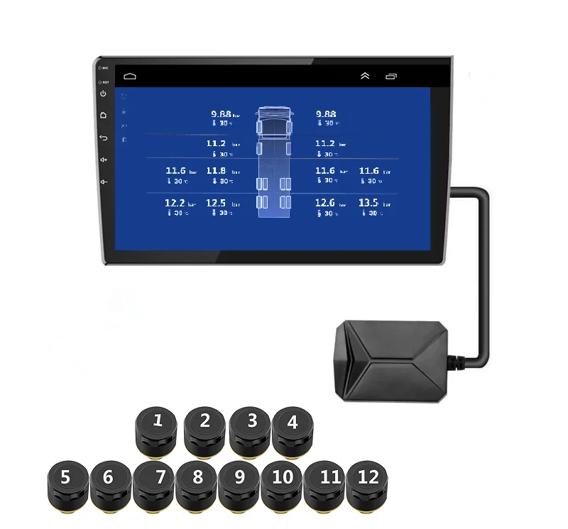 

top sale USB Android Car 4 6 8 10 12 Wheel TPMS for Car Radio DVD Player Tire Pressure Monitoring System for car/RV /truck
