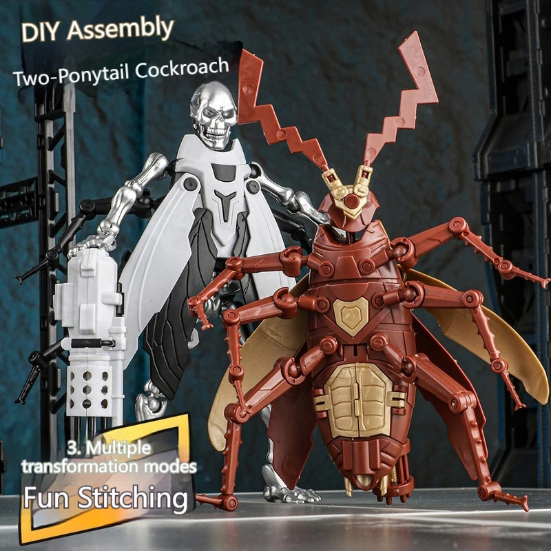 New DIY Assembly Skeleton Action Figure Cockroach Building Block Model Creative Decompression Desktop Decoration Toy