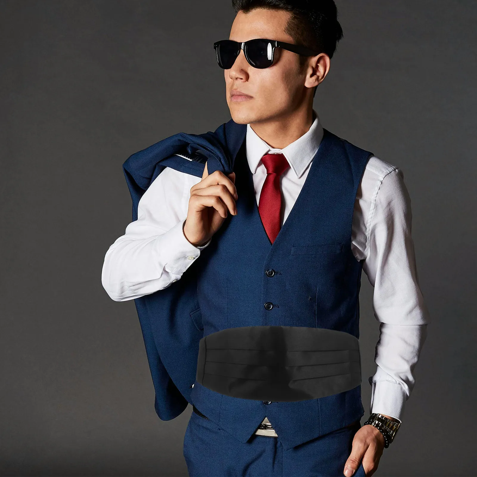 

Комплект из 2 стильных мужских поясов-кумербандов с высокой эластичностью для смокинга, аксессуаров к костюму, свадьбы, торжественных мероприятий, вечеринок, для жениха