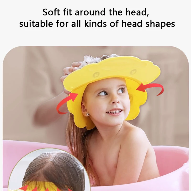 Baby Washing Hat Toddler Bath Shower Cap Children Soft Adjustable Visor Ears Protection Hair Care Infant Shampoo Cap Head Cover