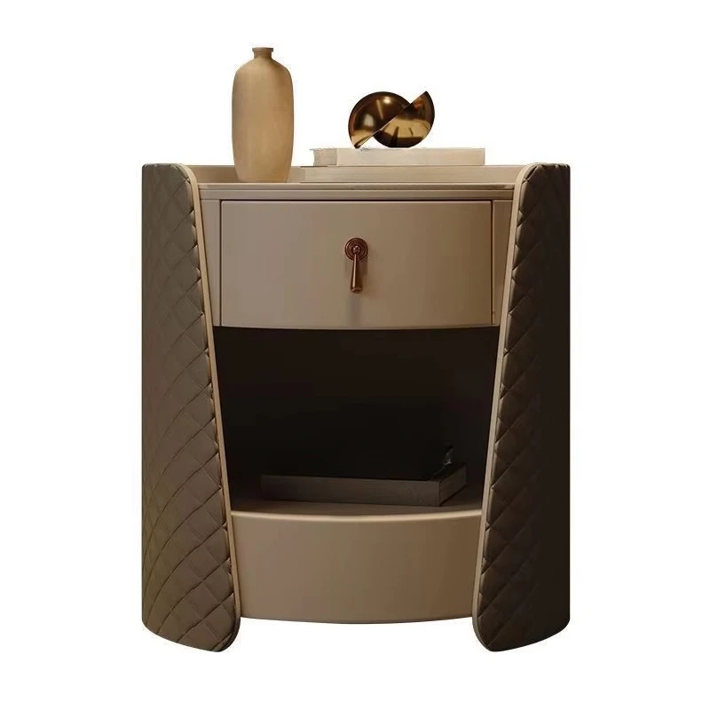 New round bedside table simple modern light luxury apartment bedroom wood