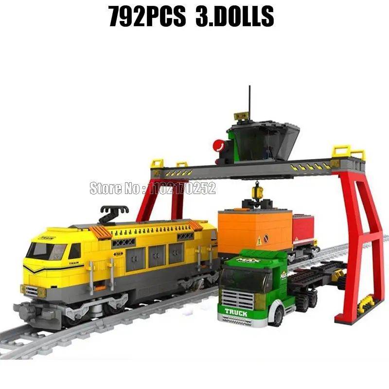 792 قطعة محطة القطار الحضري شاحنة السكك الحديدية 3 دمى بناء الالعاب العملاقة #1