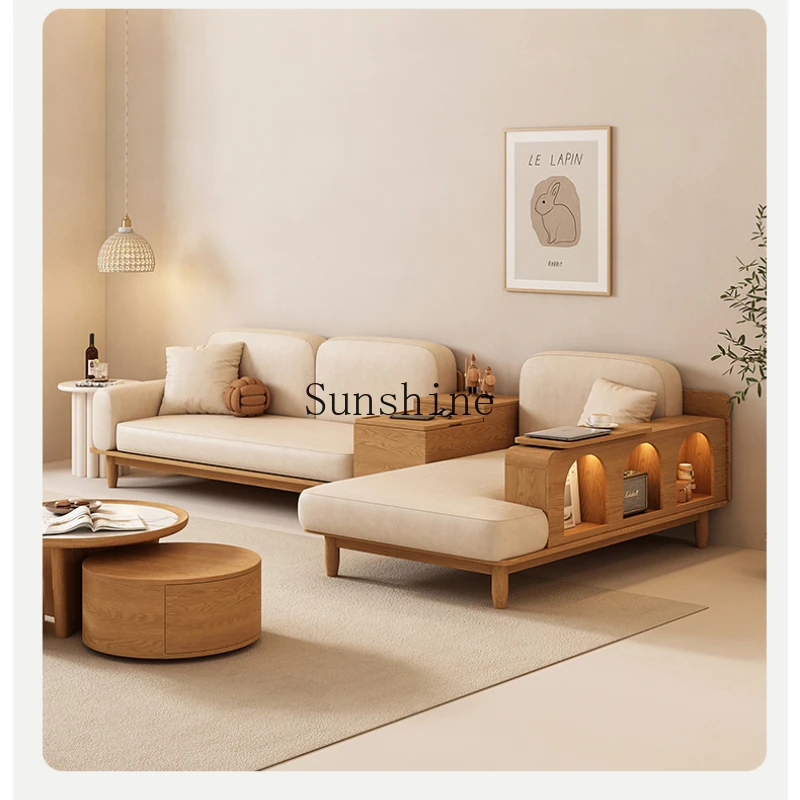 

Nordic log style sofa simple corner storage fabric sofa combination