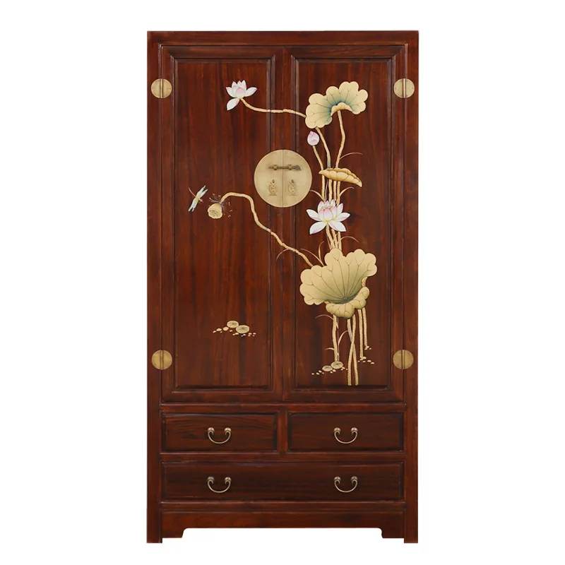 

New Chinese style, hand painted, solid wood, camphor wood, wardrobe