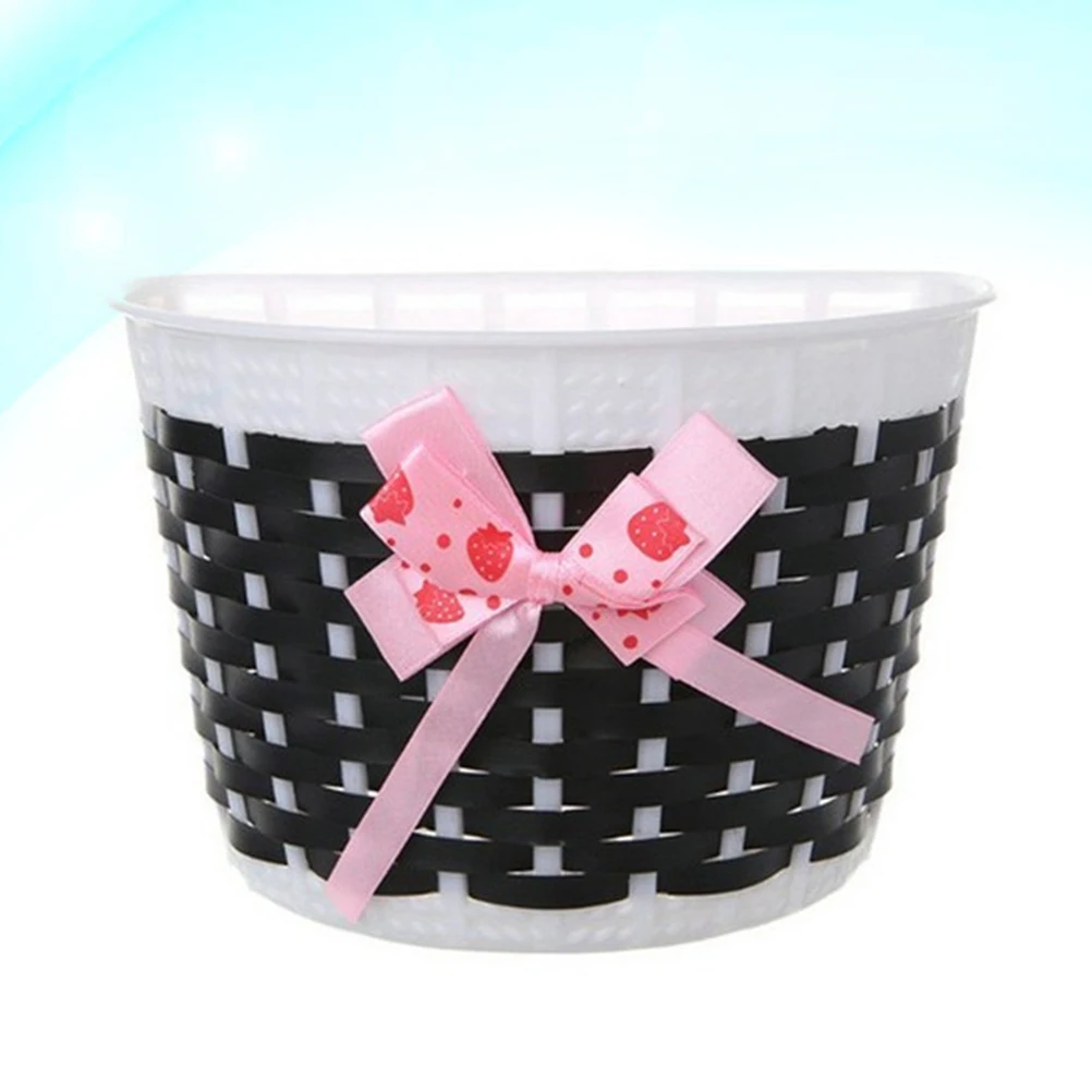 

Lovely Bowknot Bike Basket 20.5x13.8x13.5cm Front Storage Compact Crash Resistance Kids Bicycle Accessories Bike Front Basket
