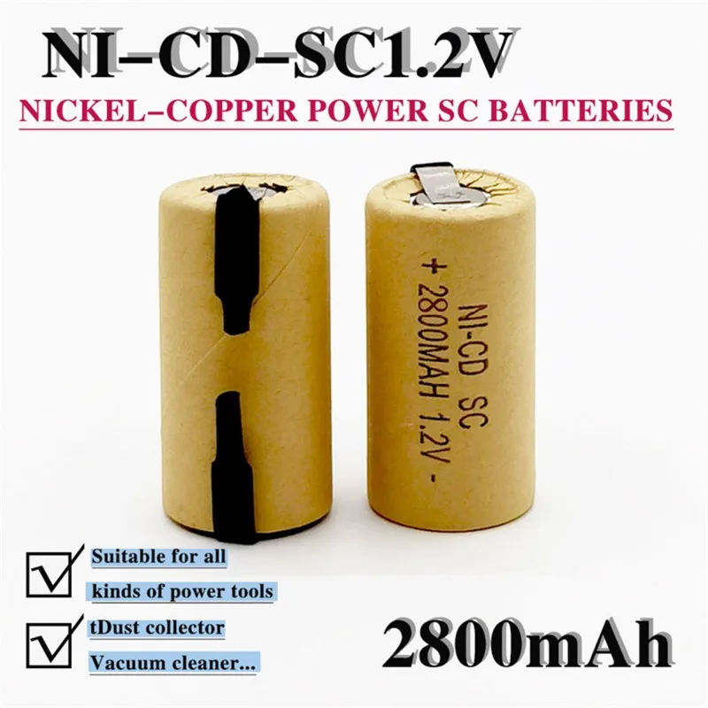 2200mAh/2800mAh SC NiCad Rechargeable Battery for Bosch Hitachi and DeWalt Power Tools, Screwdriver Battery, 1.2V, High Quality