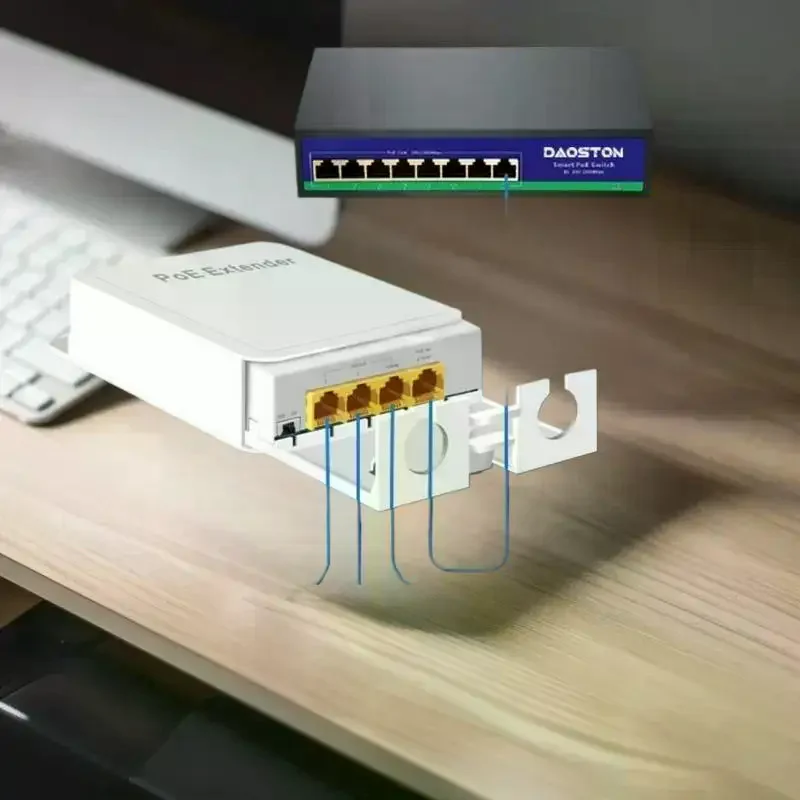 IP55 Waterproof 5-Port POE Extender Repeater, 100/1000Mbps Outdoor Network Switch with 44-57V VLAN Support for Wireless view 3
