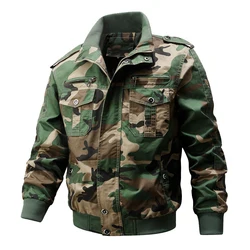 Spring Autumn Men's Bomber Jackets Casual Man Cotton Camo Tactical Cargo Coats Mens Outwear Hiking Windbreaker Jackets Clothing