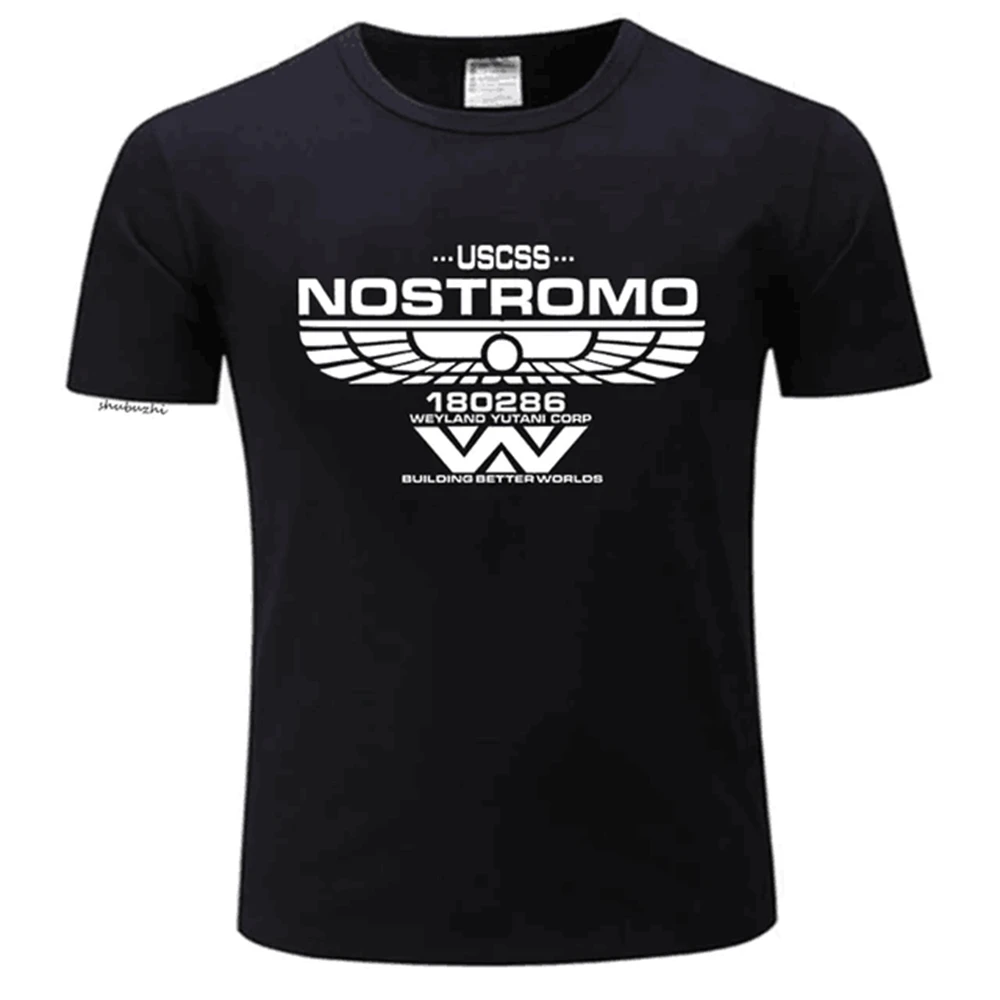 Men Black Cotton Tshirt Alien Classic Nostromo Crew Member T Shirt Sulaco PULSE RIFLE Movie Film ManT-shirt 24214