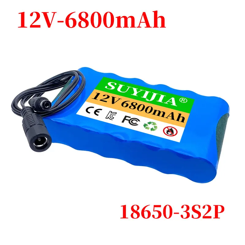 

New 18650 12V Battery Pack 11.1V 6800mAh Lithium Rechargeable Batteries 12.6V PCB Protection Board for CCTV Camera