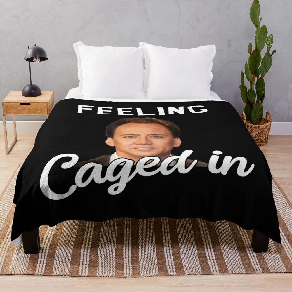 

Feeling Caged In Funny Nic Cage Meme Throw Blanket Decorative Throw blankets and throws Blankets