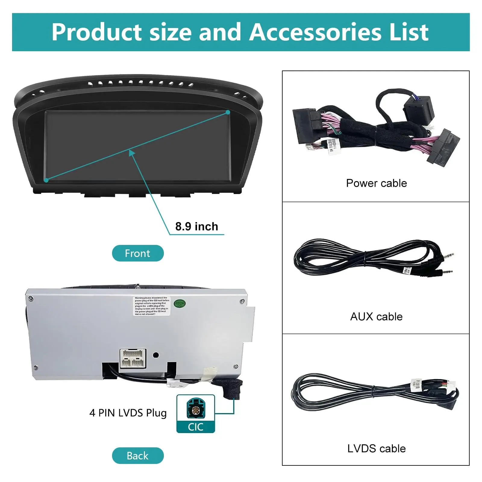 Picture 7: 8.9’’Android car radio CarPlay/Android Auto/GPS for BMW CIC 3/5 Series E60 E61 E90 E91 E92, Bluetooth, SWC,WIFI, DSP,4+64G