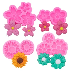 Flower Silicone Mold Cherry Blossoms Sunflower Cake Decorating Tools DIY Cupcake Fondant Chocolate Candy Resin Clay Mould