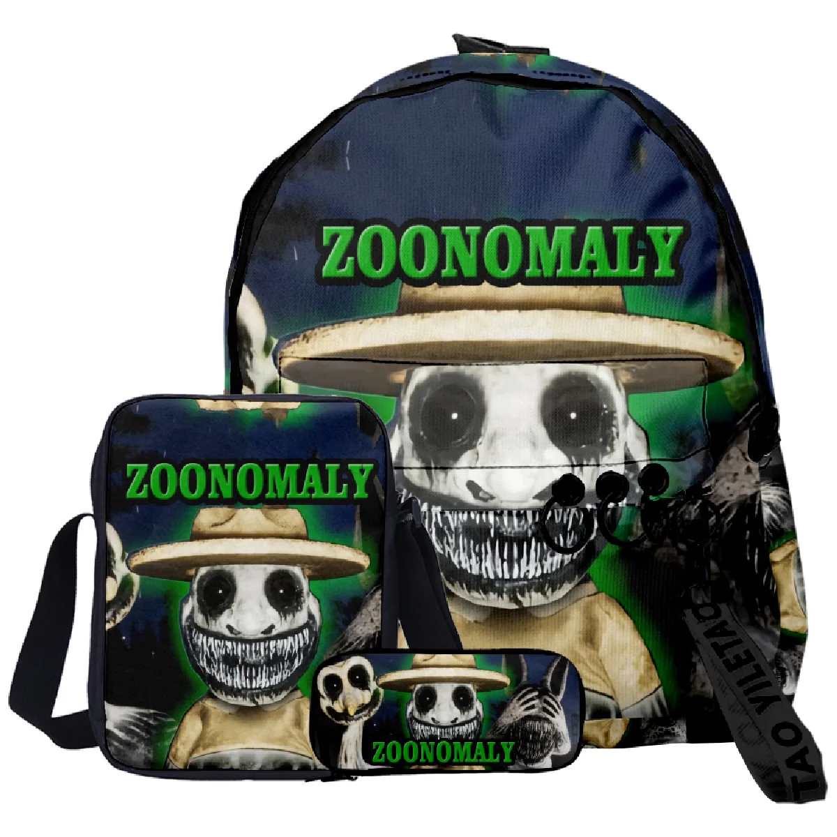 Classico popolare novità Zoonomaly stampa 3D 3 pezzi / set borse da scuola per alunni portachiavi zaino borsa a tracolla inclinata astuccio