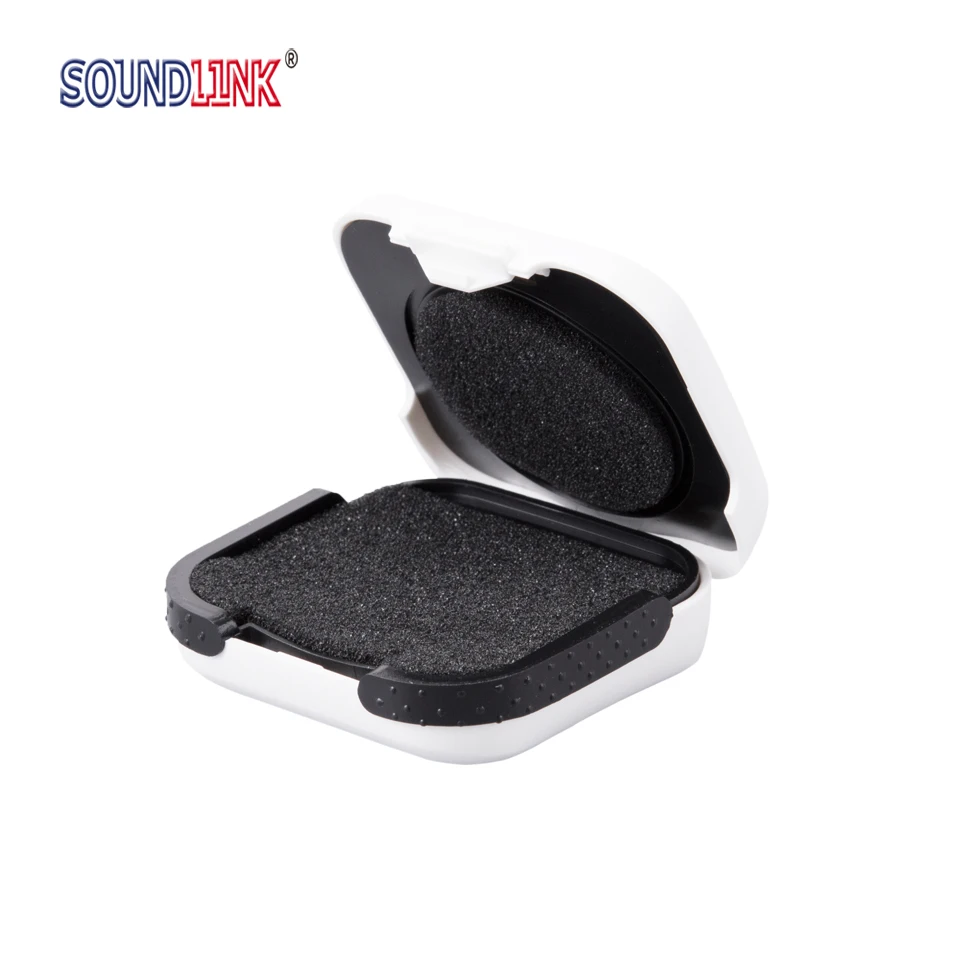 Soundlink Hearing Aid Case Universal Small Carry Case with Foam Lining Black White Storage Box for CIC ITE ITC