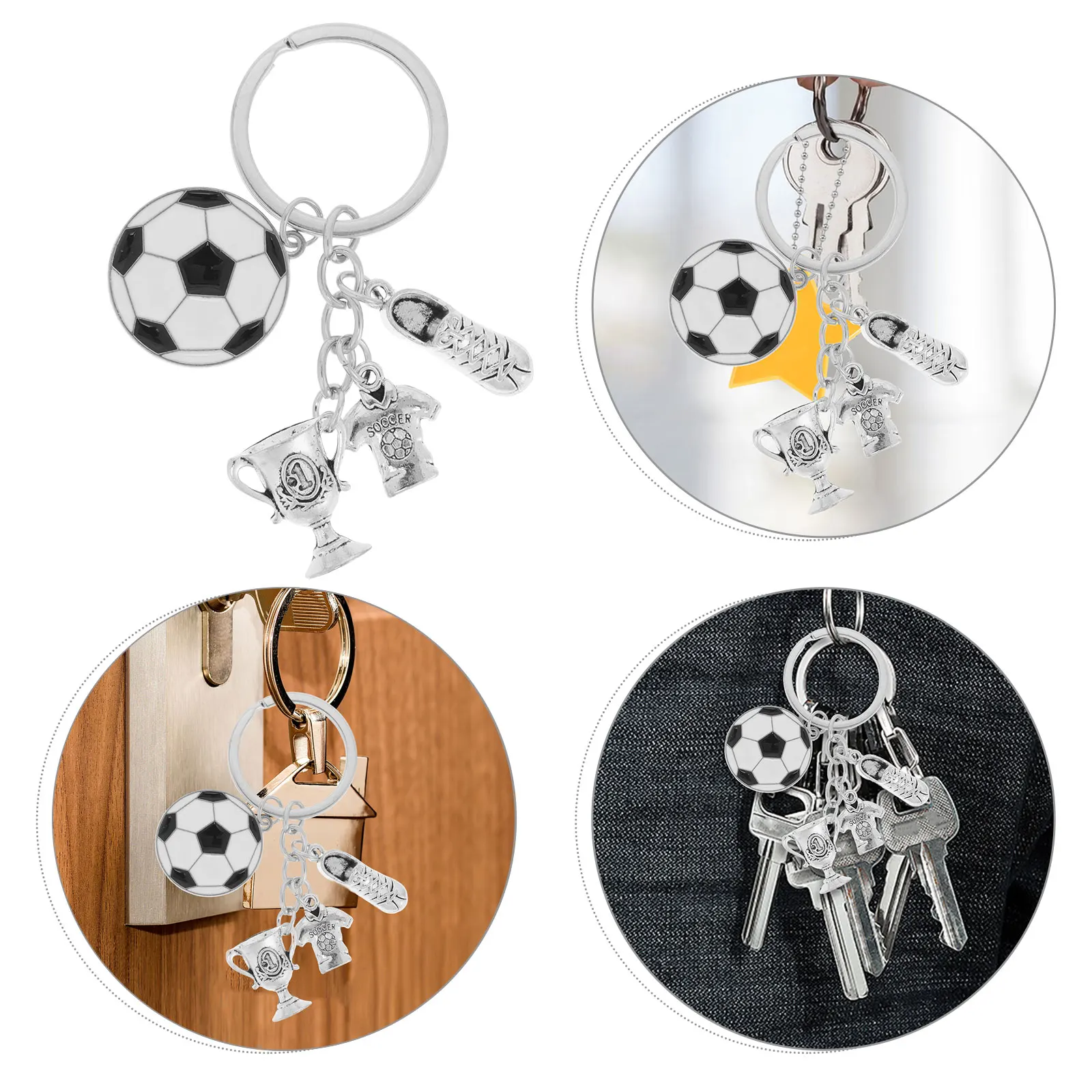 

Trophy Keychain For Soccer Fans Zinc Alloy Football Key Ring Pendant Sports Keychain Backpack Decoration Team Sports