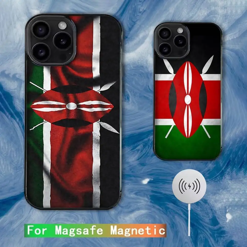 

K-Kenya Flag Phone Case For iPhone 16e,16,15,14,13,12,11,Plus,Pro,Max,Mini Magsafe Magnetic Wireless Charging
