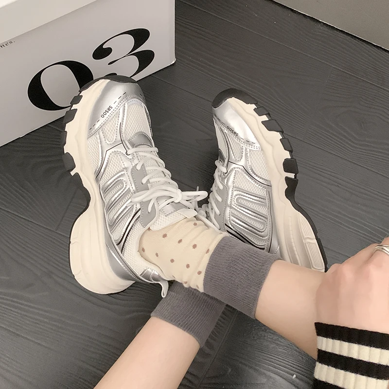 Female Lightweight Breathable Mesh Casual Running Shoes Ladies Versatile Thick Bottom Women's Slip-ons For Sneakers Summer 2024