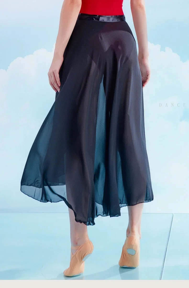 Chiffon Ballett Tutu Tanz Rock Tanz Skate Wrap Schal Gymnastik Ballerina Lyrical Lange Ballett Rock Ballett Tanz Kleid Frauen – Detail 5