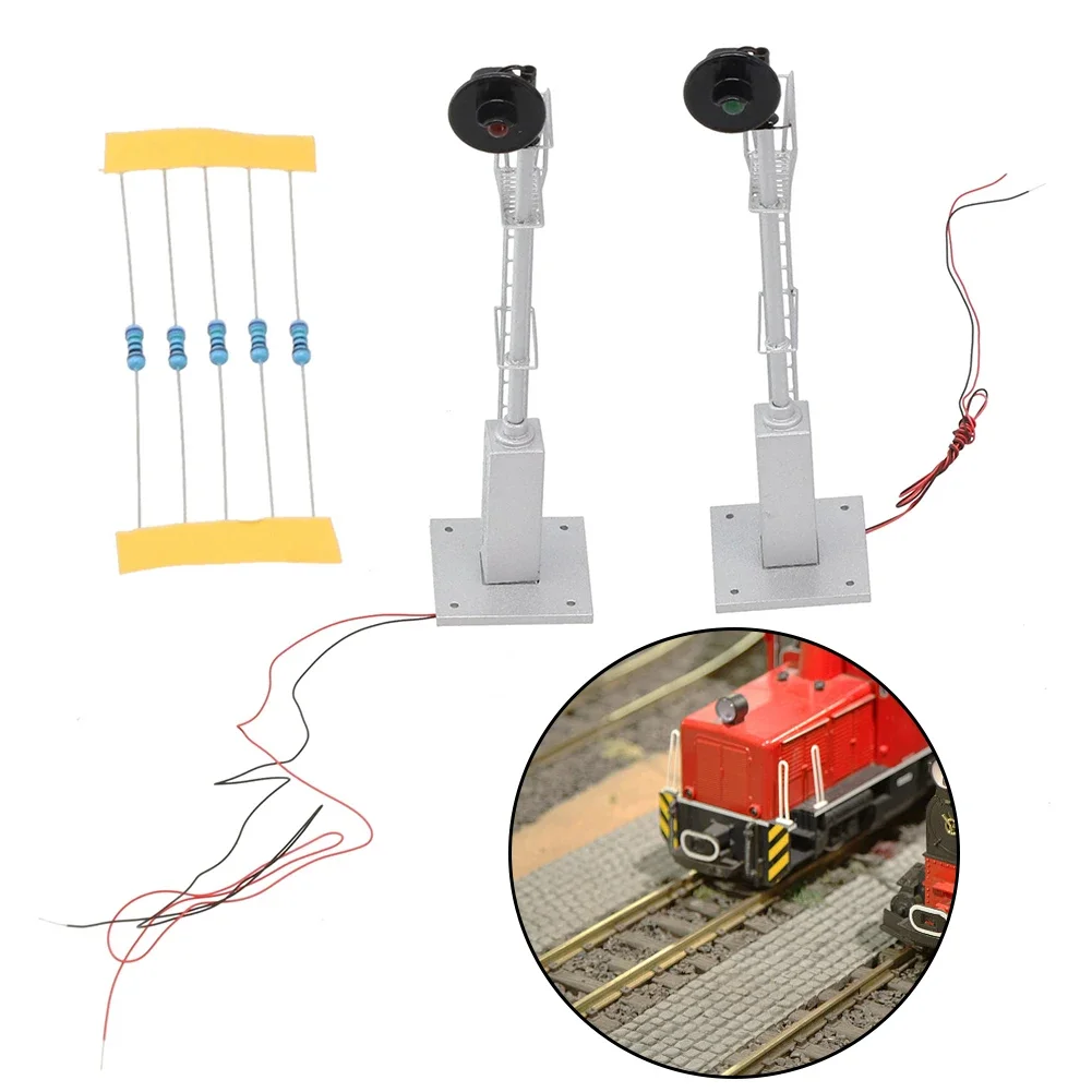 HO Scale Model Railroad Two-Lights Searchlight Signal Fine Metal Cabinet For Diy Sand Table Crossing Street Construction Railway