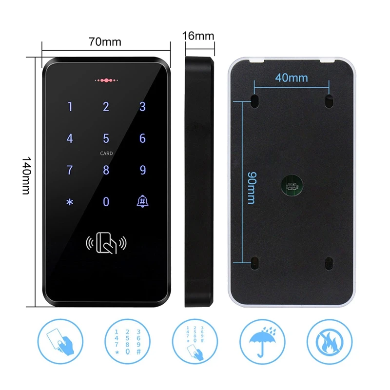 Đầu Đề Cập Đến IP68 Chống Nước Điều Khiển Truy Cập Bàn Phím Ngoài Trời RFID Bộ Điều Khiển Truy Cập Cảm Ứng Cửa Mở Hệ Thống Với 125Khz Chìa Khóa Thẻ