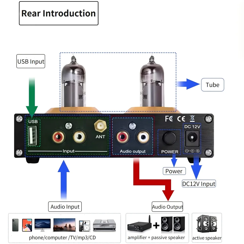 Amplificadores de pré-amplificador de tubo 6k4, pré-amplificador de tubo hifi, buffer biliar, amplificador de áudio, alto-falante, amplificador de som, home theater, karaokê, 1 canal