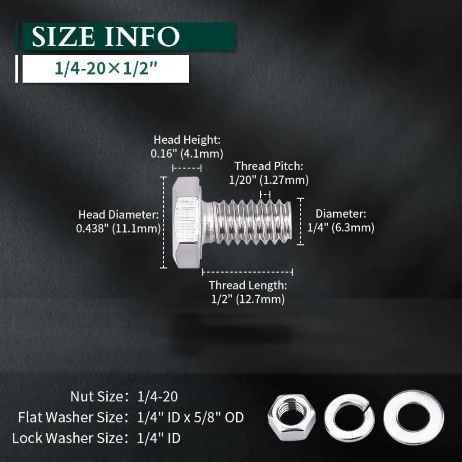 1 420 x 1 2 "10 set di bulloni esagonali in acciaio inossidabile viti con dadi piatto Washe Lock Washe 304 SS 188 esagonale completamente filettatura macchina
