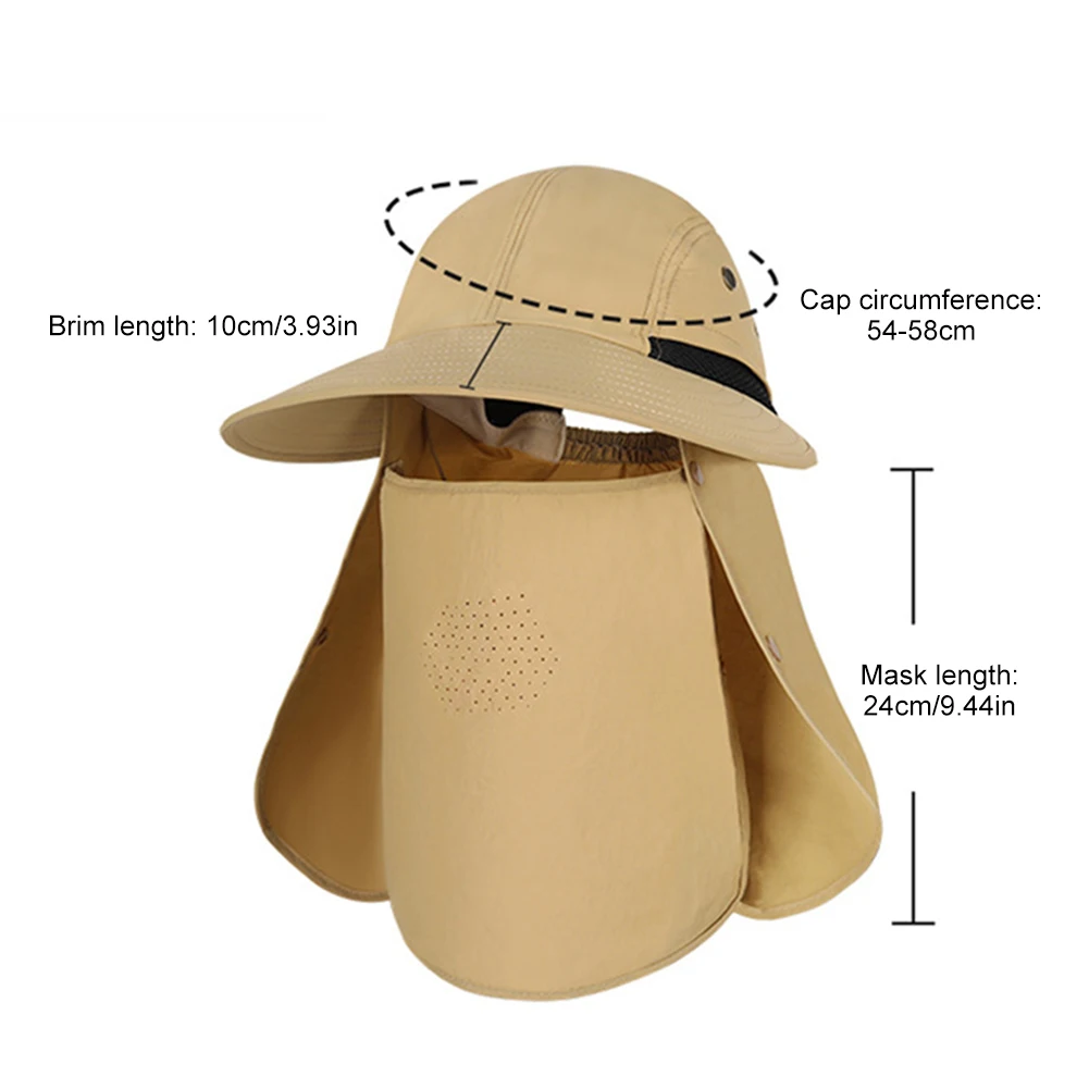 Foldable Quick Drying Waterproof 360° Visor Hat UV Protection Women Men Anti-UV Neck Flap Hat Detachable Large Brim Fishing Hat