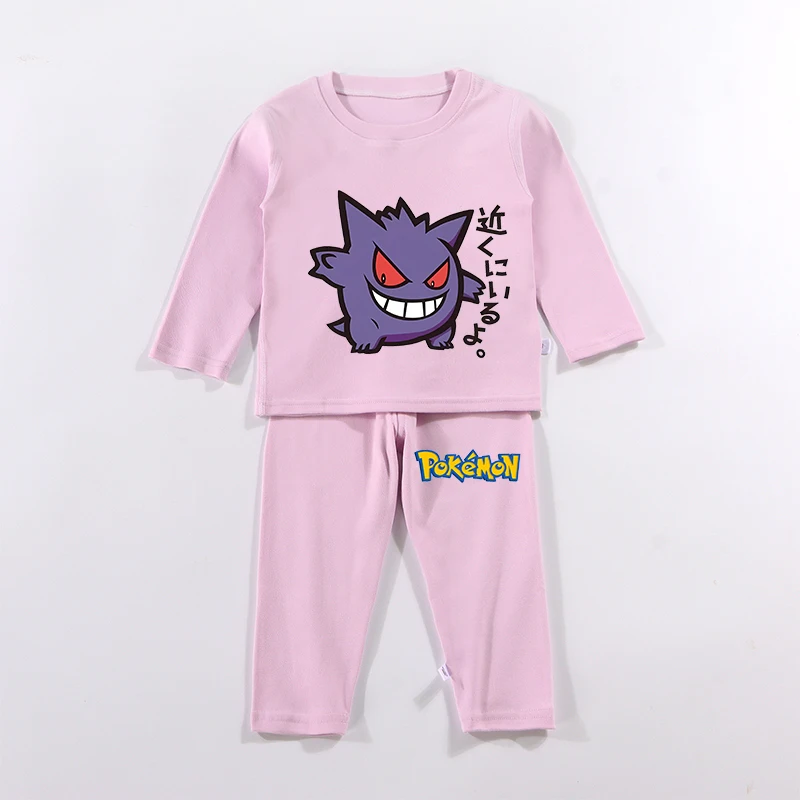 2 STUKS Pokemon Kids Pyjama Set Anime Gedrukt Gengar Pikachu Herfst Winter Warm Shirt Tops Jongens Meisjes Kinderkleding Nachthemd