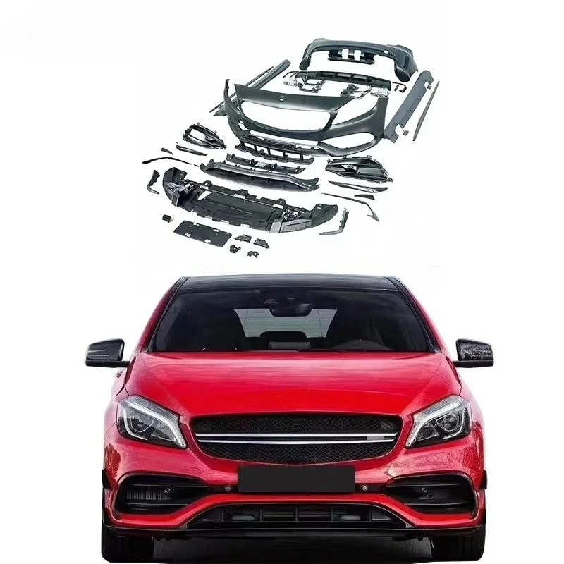 

W176 A45 Body Kits for a Class Front Bumper Rear Bumper Side Skirts 2016-2018 W176 Refitted A45 Style Body Kit