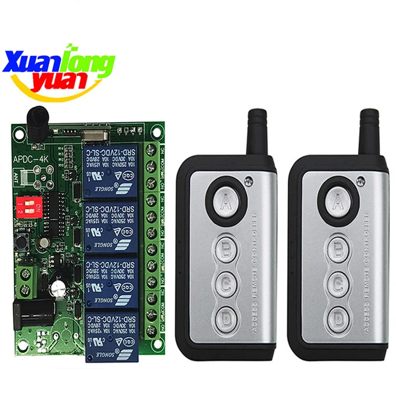 500M 433Mhz Universal Wireless Remote Control Switch DC 12V 24V 4CH Relay Radio Receiver Module With Remote Control Transmitters