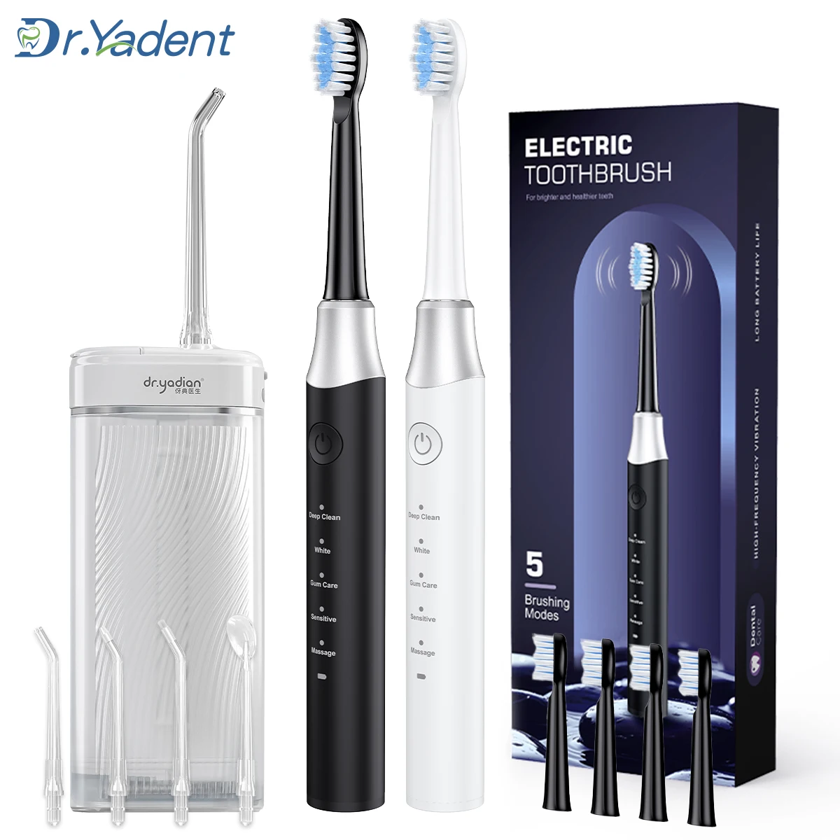 

Электрическая зубная щетка Dr.Yadent YD07 + ирригатор YDX1: подарочный набор для гигиены полости рта, портативный ирригатор и звуковая зубная щетка