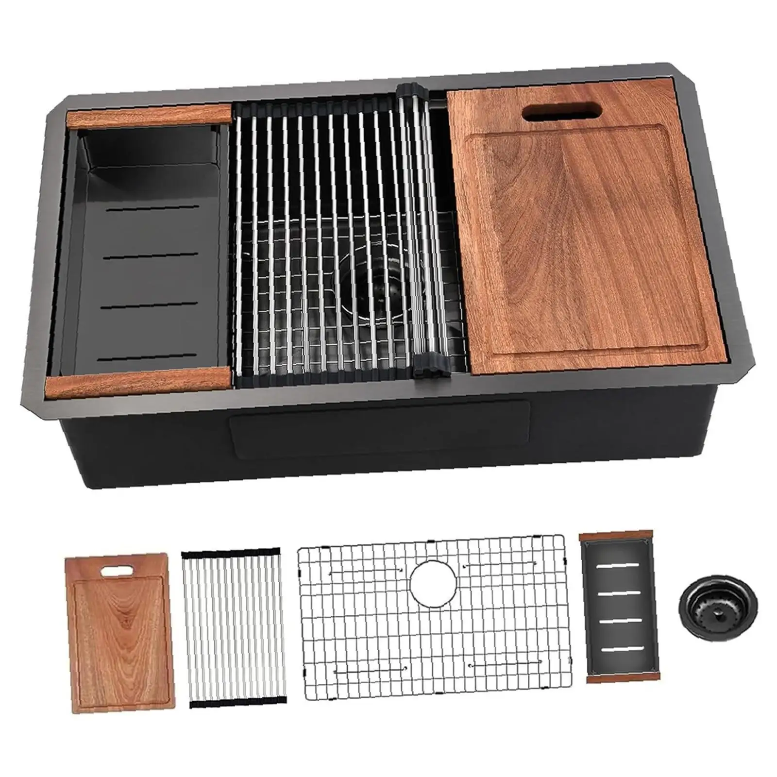 

Раковина ручной работы R10 из нержавеющей стали цвета пушечной стали, для установки под столешницу, с одной чашей, для современной кухни