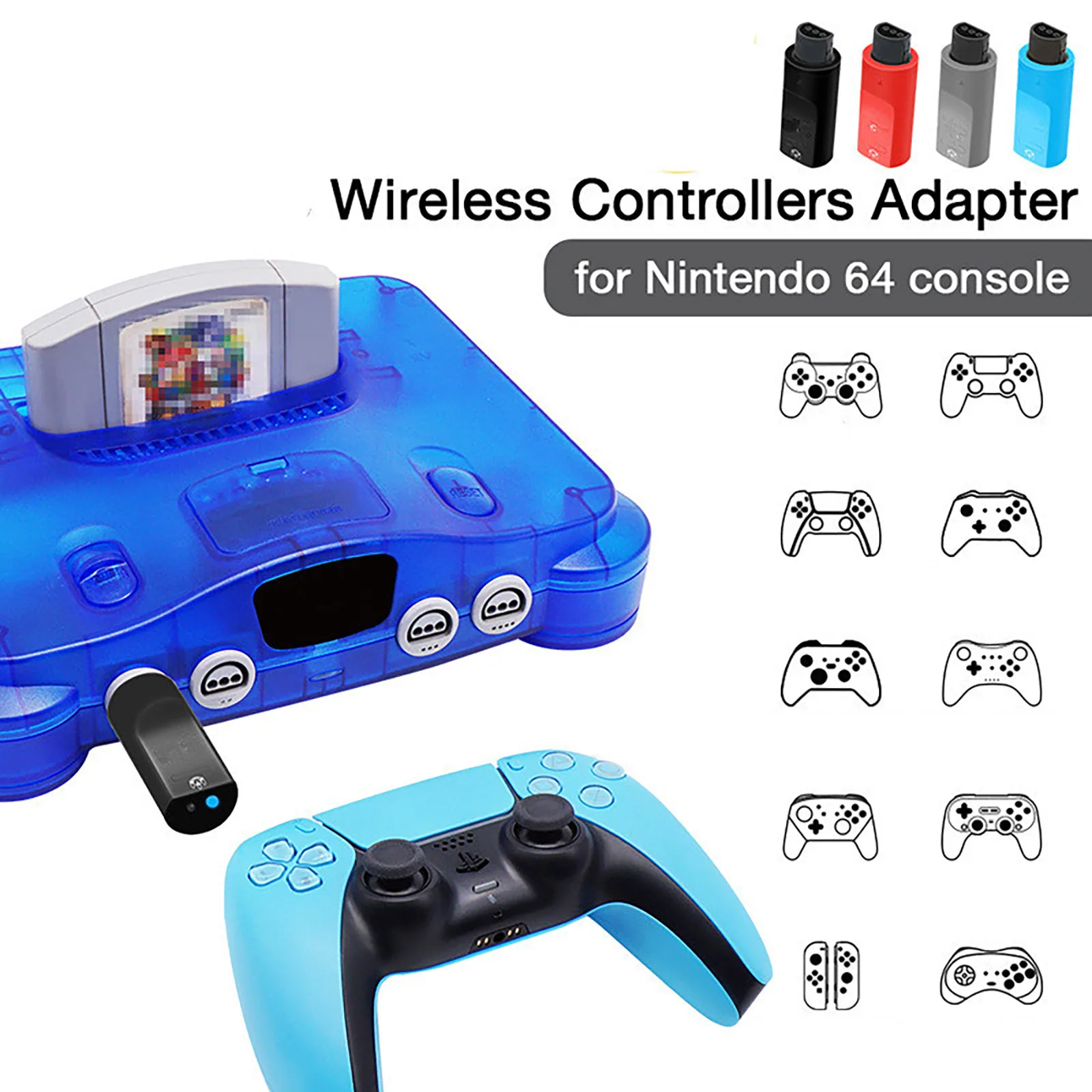 

For Nintendo 64 N64 Console Wireless Controllers Adapter Grip Converter to For PS5 For PS4 For Switch Pro Controller Accessories