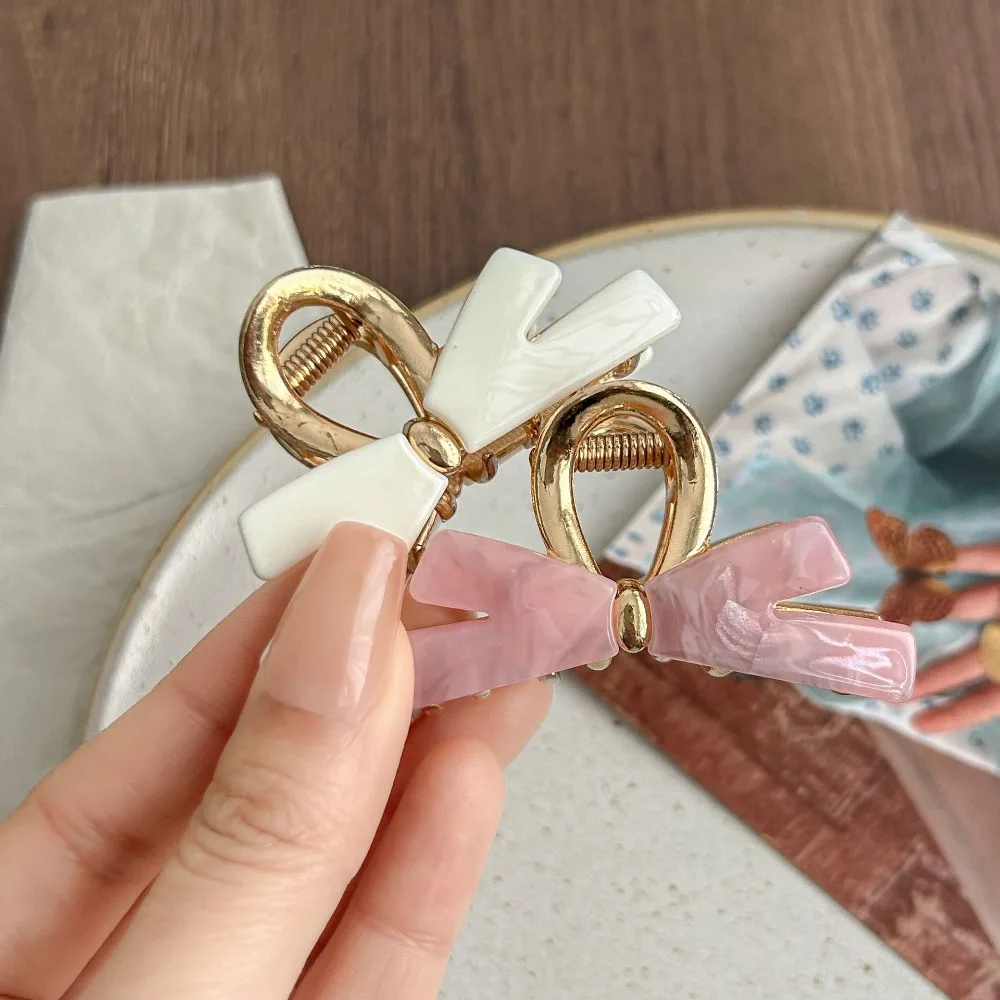 

Sweet Geometry Bow Hair Claw Hairpin Colorful Acetate Shark Clip Headwear Hair Accessories Hair Grab Clip Ladies