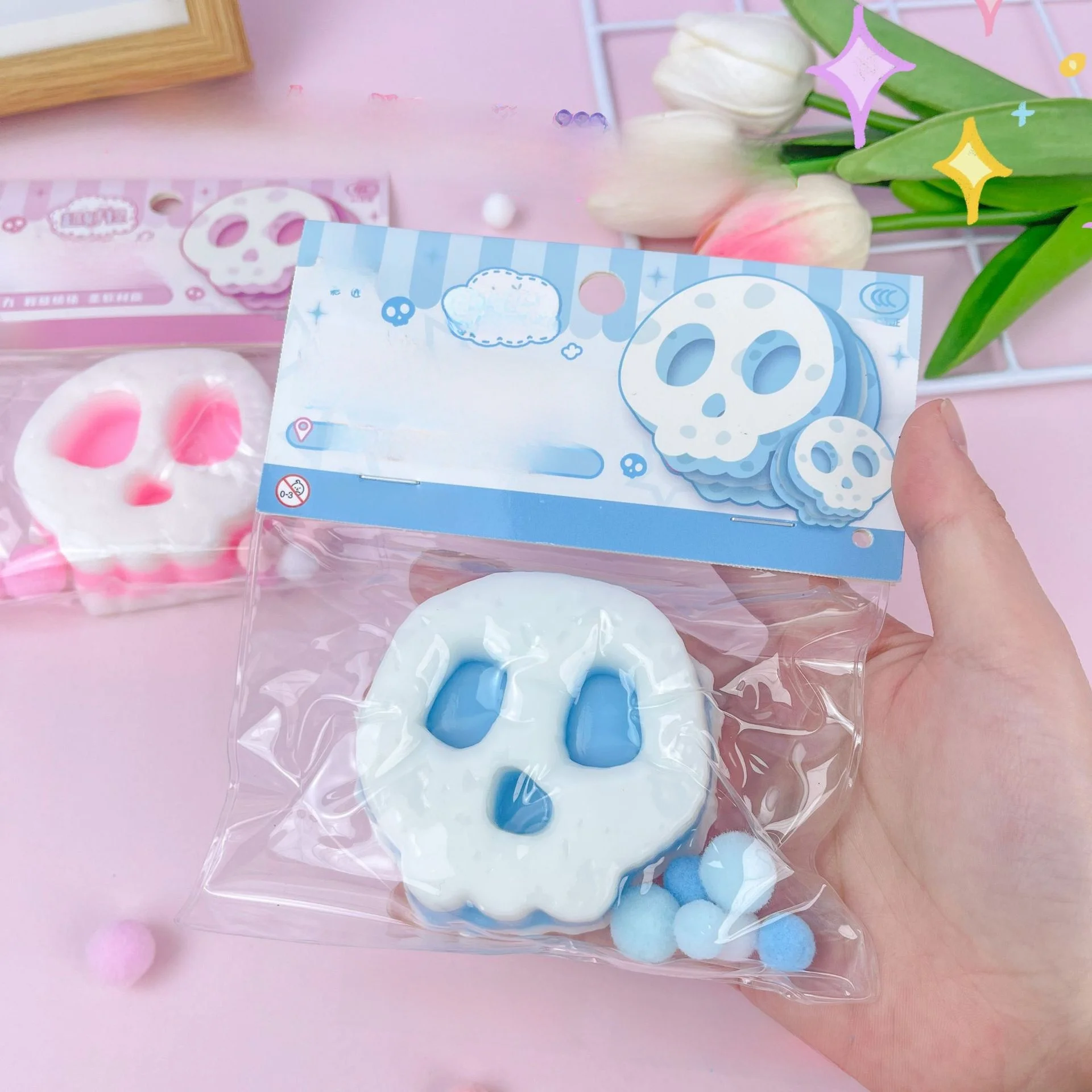 

Taba Squishy kawaii Hexoween Gift Funny Cartoon Skull Three Layers Thick Biscuit Fidgeting Kids Toys Adult Funny Holiday Gifts