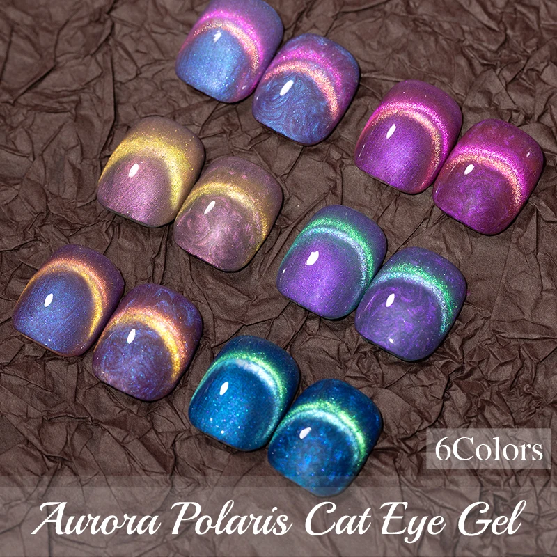 BOZLIN 7,5 ML Aurora Polaris gato Gel magnético dos colores efecto delineador de ojos de gato Gel UV semipermanente arte de uñas No necesita Color Base