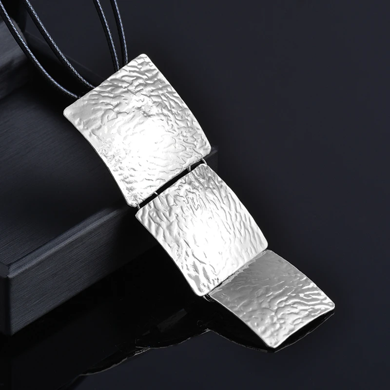 LEEKER Vintage Round Square Pendants and necklaces Fashion Chain Necklace For Women Black Leather Statement Jewelry ZD1 LK6