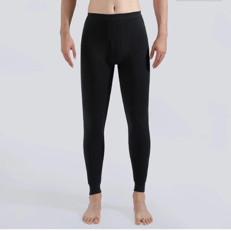 Men Long Johns Loose High Waisted Thermal Pants U Convex Pouch Enlarged Leggings High Waisted Elastic Thermal Bottoms Trousers