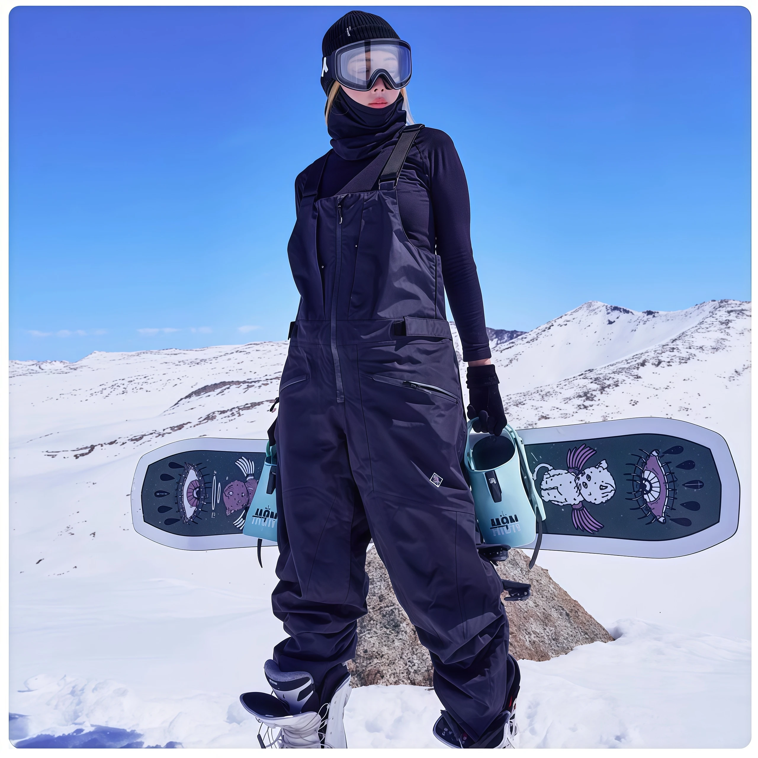 APVCX Winter Warm Ski Bibs Women And Men Outdoor Waterproof Breathable Fleece-lined Ski Pants Thick Snowboarding Overalls