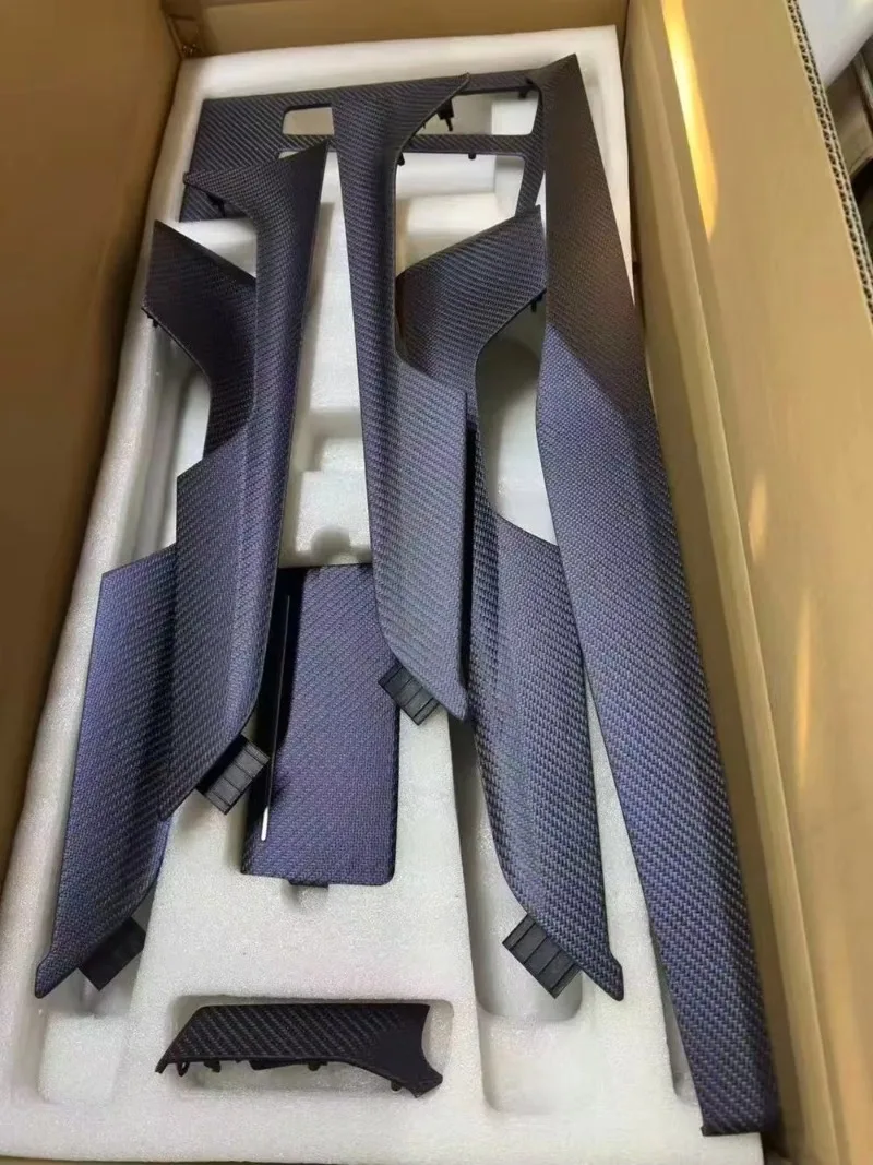 Новый комплект отделки салона из синего карбона для Audi A6/A7/S6/S7/RS7/C8 2019-2024, 9 предметов, полный комплект, спортивное обновление, гарантия 12 месяцев